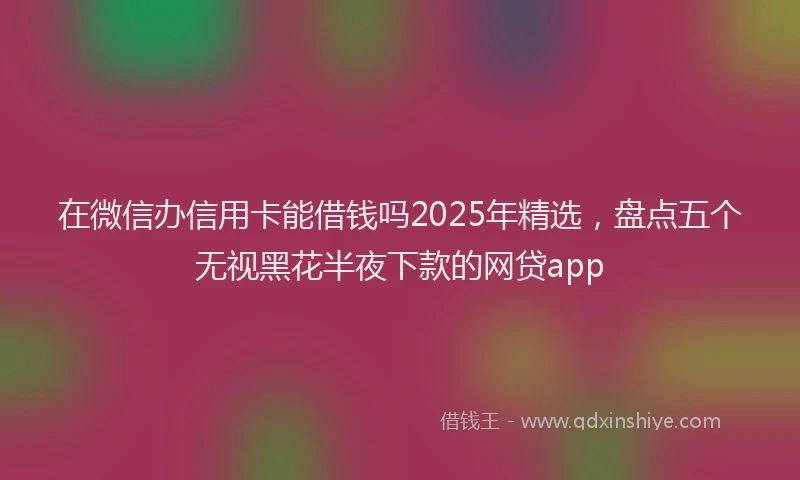 在微信办信用卡能借钱吗2025年精选，盘点五个无视黑花半夜下款的网贷app