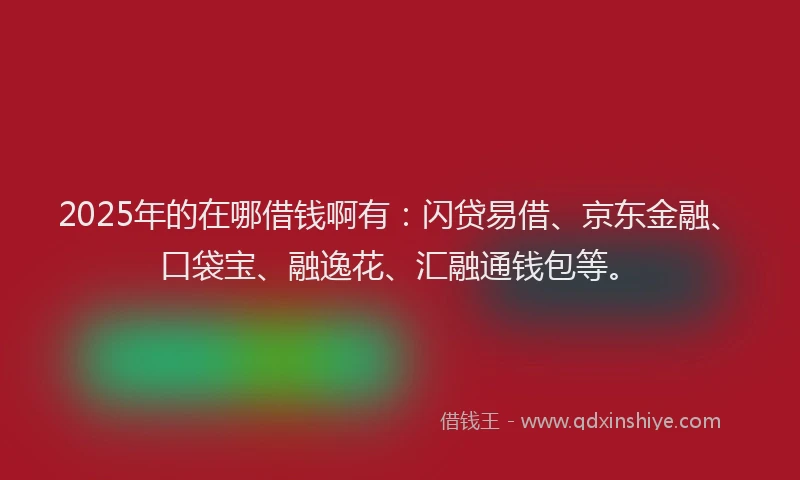 2025年的在哪借钱啊有：闪贷易借、京东金融、口袋宝、融逸花、汇融通钱包等。