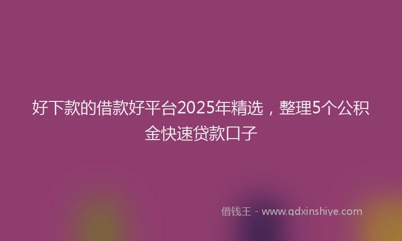 好下款的借款好平台2025年精选，整理5个公积金快速贷款口子