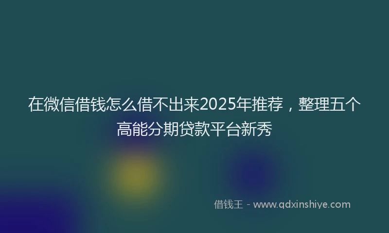 在微信借钱怎么借不出来2025年推荐，整理五个高能分期贷款平台新秀
