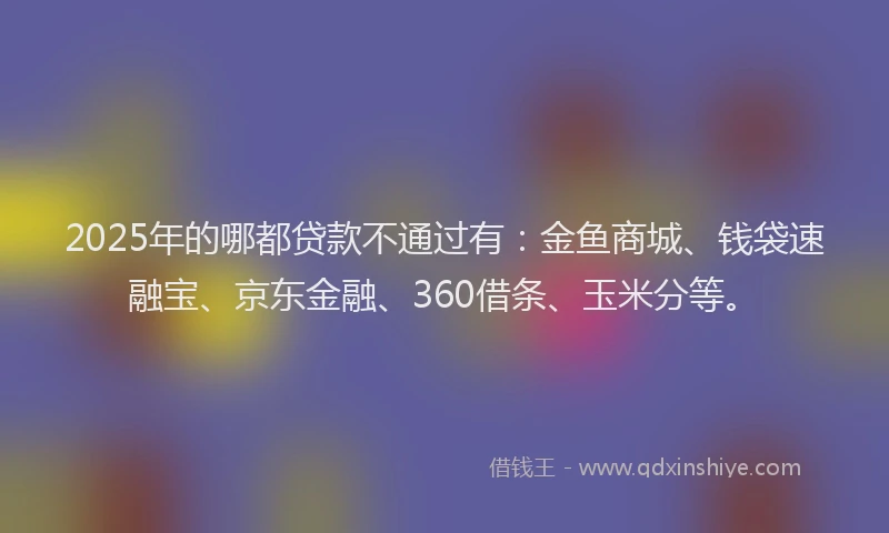 2025年的哪都贷款不通过有：金鱼商城、钱袋速融宝、京东金融、360借条、玉米分等。