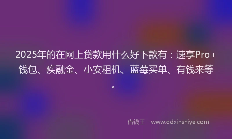 2025年的在网上贷款用什么好下款有：速享Pro+钱包、疾融金、小安租机、蓝莓买单、有钱来等。