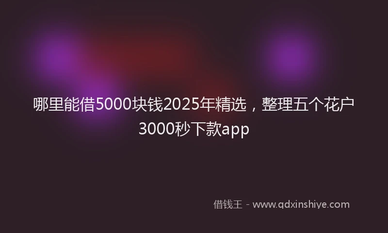 哪里能借5000块钱2025年精选，整理五个花户3000秒下款app
