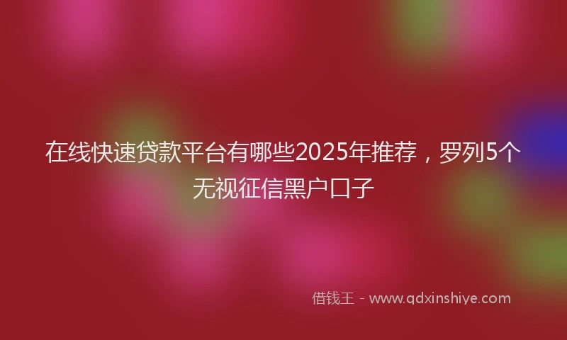 在线快速贷款平台有哪些2025年推荐，罗列5个无视征信黑户口子