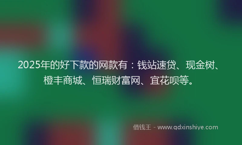 2025年的好下款的网款有：钱站速贷、现金树、橙丰商城、恒瑞财富网、宜花呗等。