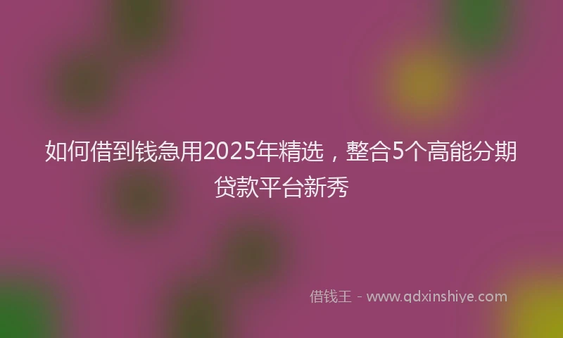 如何借到钱急用2025年精选，整合5个高能分期贷款平台新秀