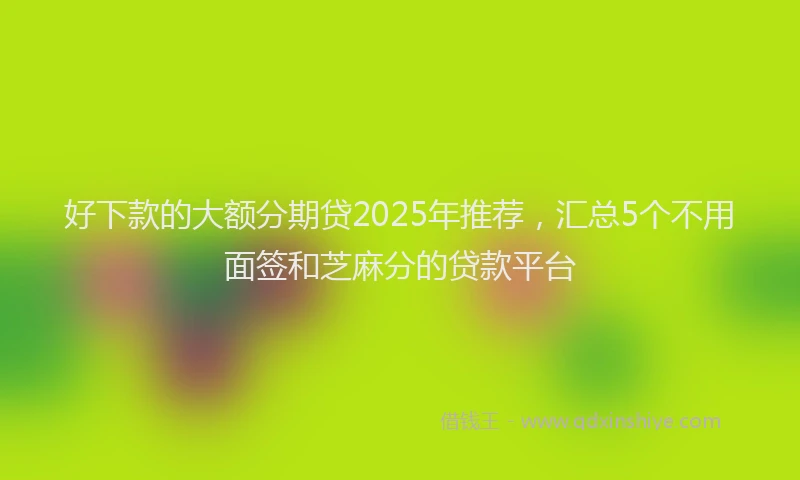 好下款的大额分期贷2025年推荐，汇总5个不用面签和芝麻分的贷款平台