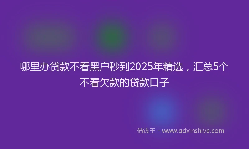哪里办贷款不看黑户秒到2025年精选，汇总5个不看欠款的贷款口子