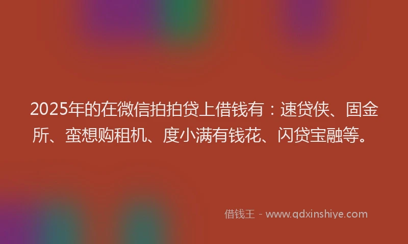 2025年的在微信拍拍贷上借钱有：速贷侠、固金所、蛮想购租机、度小满有钱花、闪贷宝融等。