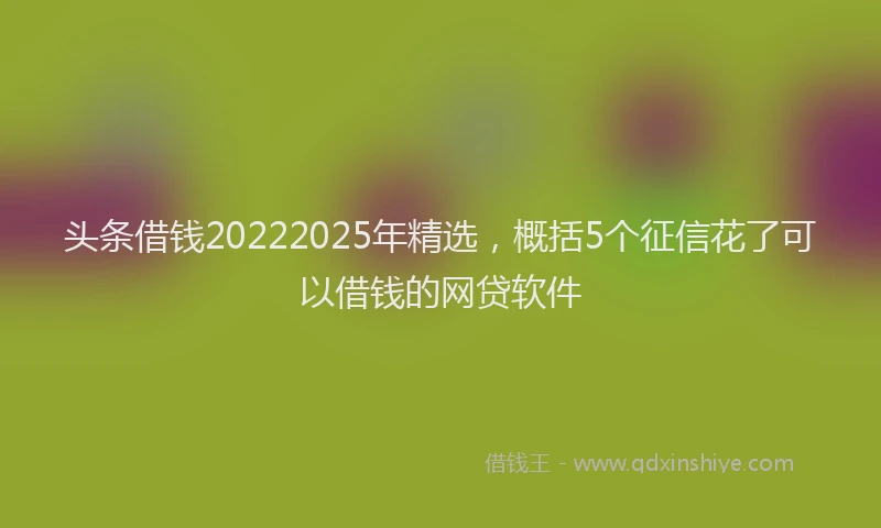 头条借钱20222025年精选，概括5个征信花了可以借钱的网贷软件