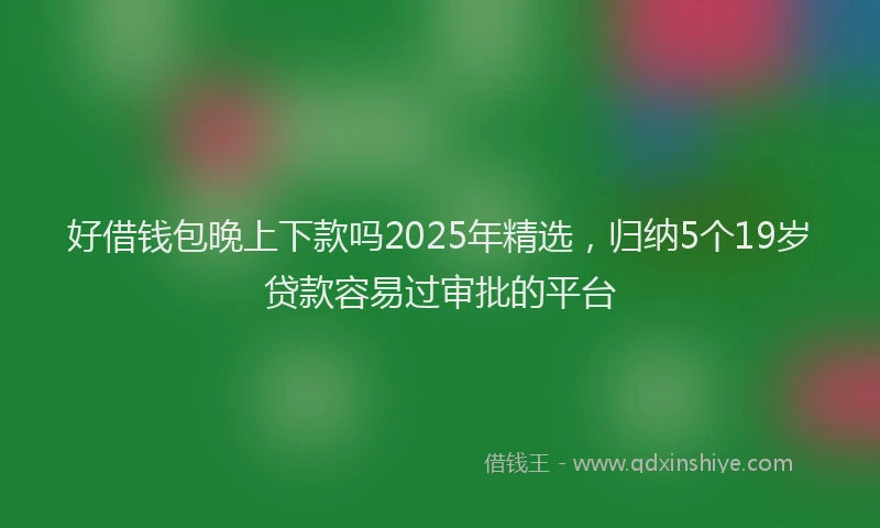 好借钱包晚上下款吗2025年精选，归纳5个19岁贷款容易过审批的平台