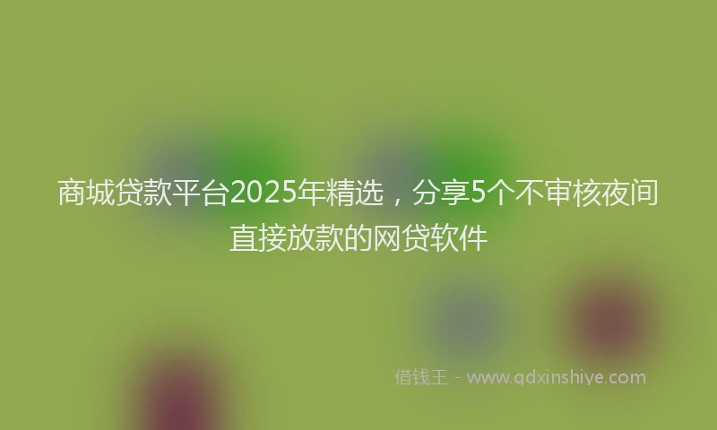 商城贷款平台2025年精选，分享5个不审核夜间直接放款的网贷软件