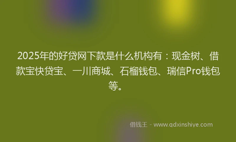 2025年的好贷网下款是什么机构有：现金树、借款宝快贷宝、一川商城、石榴钱包、瑞信Pro钱包等。