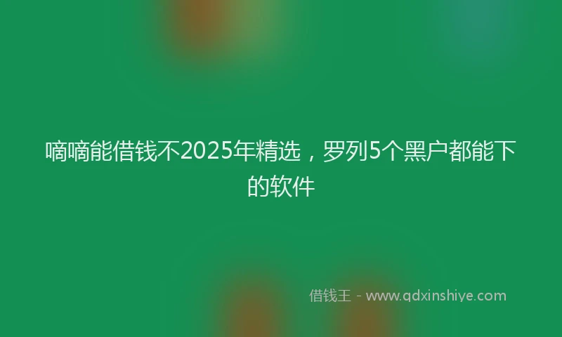 嘀嘀能借钱不2025年精选，罗列5个黑户都能下的软件