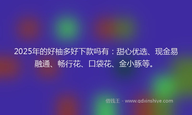 2025年的好柚多好下款吗有：甜心优选、现金易融通、畅行花、口袋花、金小豚等。