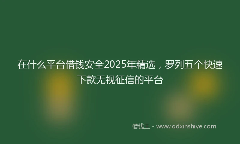在什么平台借钱安全2025年精选，罗列五个快速下款无视征信的平台