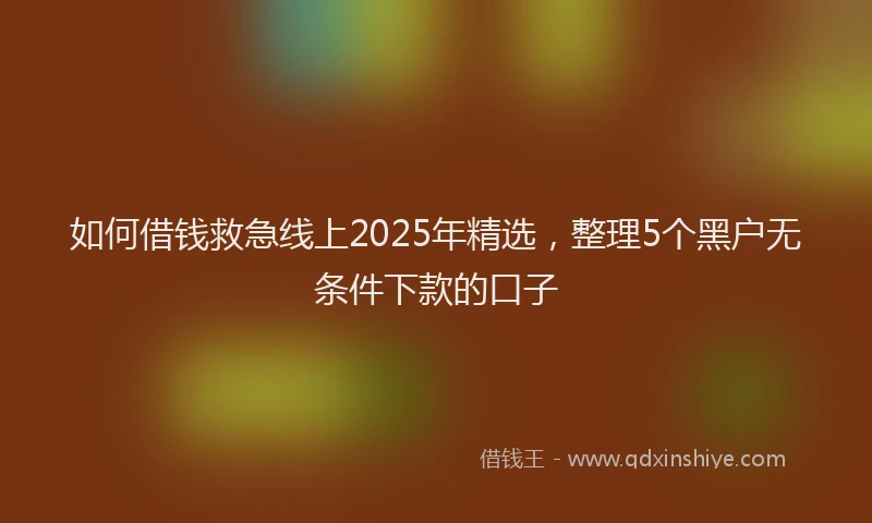 如何借钱救急线上2025年精选，整理5个黑户无条件下款的口子