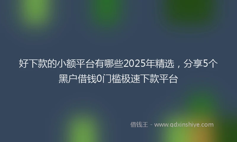 好下款的小额平台有哪些2025年精选，分享5个黑户借钱0门槛极速下款平台
