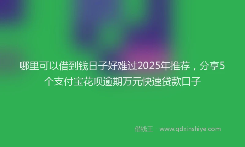 哪里可以借到钱日子好难过2025年推荐，分享5个支付宝花呗逾期万元快速贷款口子
