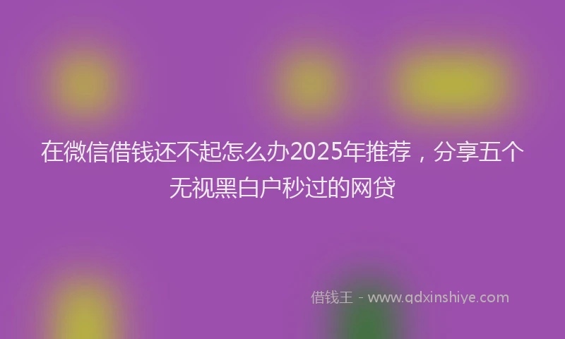 在微信借钱还不起怎么办2025年推荐，分享五个无视黑白户秒过的网贷