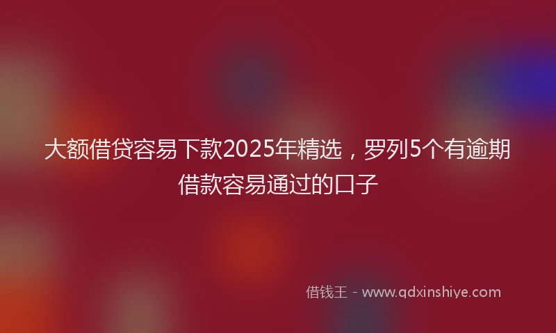 大额借贷容易下款2025年精选，罗列5个有逾期借款容易通过的口子