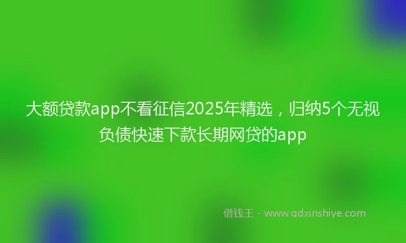 大额贷款app不看征信2025年精选，归纳5个无视负债快速下款长期网贷的app