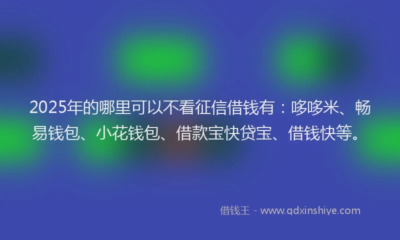 2025年的哪里可以不看征信借钱有：哆哆米、畅易钱包、小花钱包、借款宝快贷宝、借钱快等。