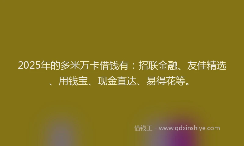2025年的多米万卡借钱有：招联金融、友佳精选、用钱宝、现金直达、易得花等。