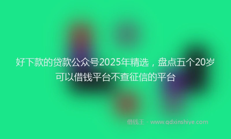 好下款的贷款公众号2025年精选，盘点五个20岁可以借钱平台不查征信的平台