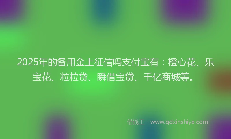 2025年的备用金上征信吗支付宝有：橙心花、乐宝花、粒粒贷、瞬借宝贷、千亿商城等。