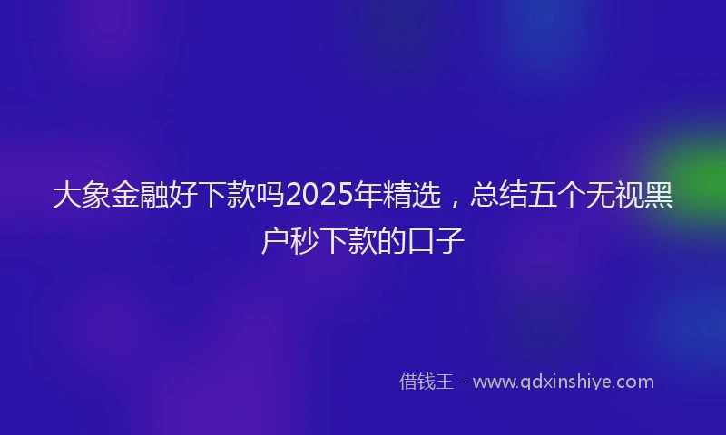 大象金融好下款吗2025年精选，总结五个无视黑户秒下款的口子
