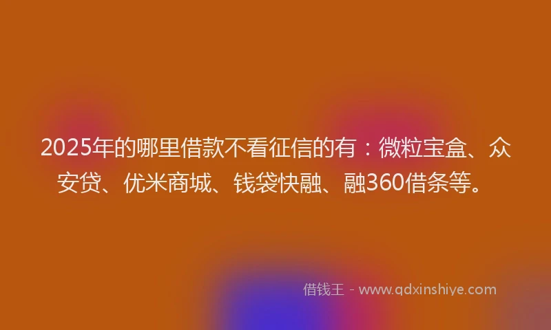 2025年的哪里借款不看征信的有：微粒宝盒、众安贷、优米商城、钱袋快融、融360借条等。