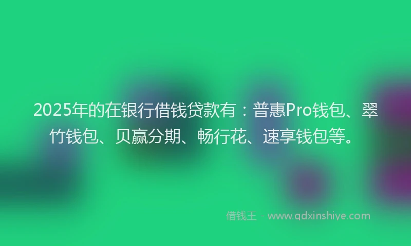 2025年的在银行借钱贷款有：普惠Pro钱包、翠竹钱包、贝赢分期、畅行花、速享钱包等。