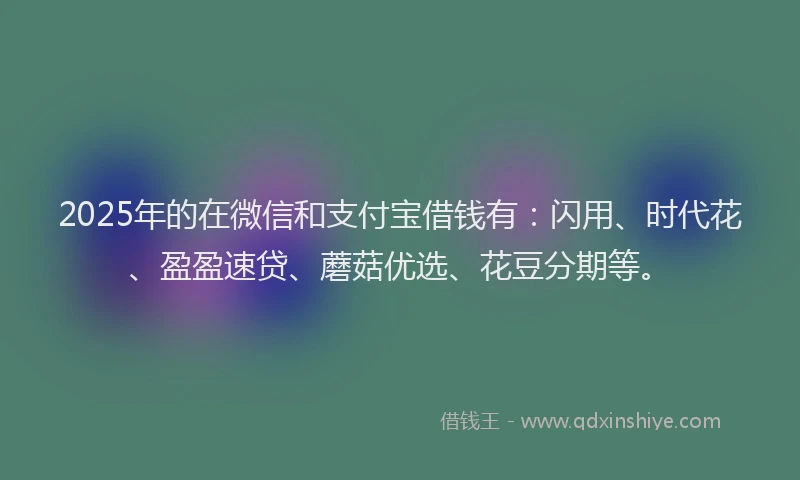2025年的在微信和支付宝借钱有：闪用、时代花、盈盈速贷、蘑菇优选、花豆分期等。