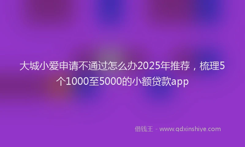 大城小爱申请不通过怎么办2025年推荐，梳理5个1000至5000的小额贷款app
