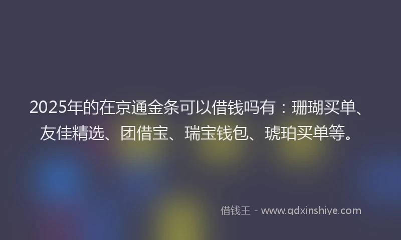 2025年的在京通金条可以借钱吗有：珊瑚买单、友佳精选、团借宝、瑞宝钱包、琥珀买单等。