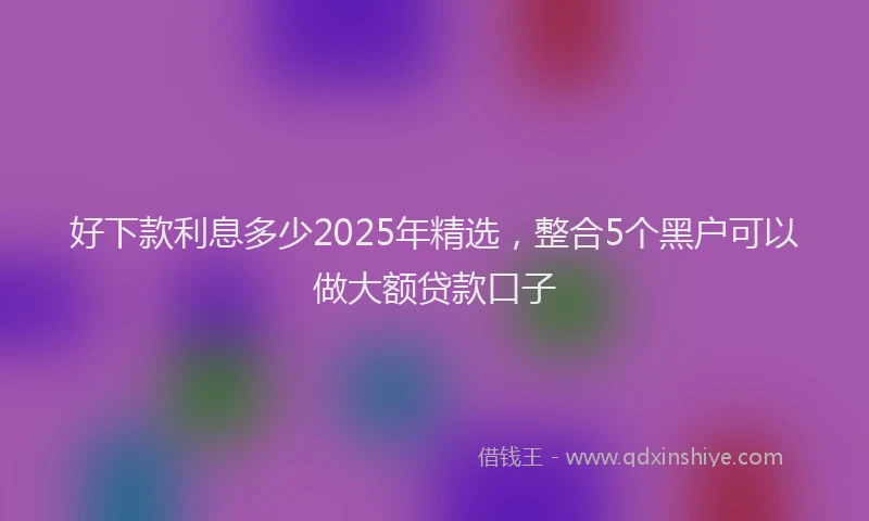 好下款利息多少2025年精选，整合5个黑户可以做大额贷款口子