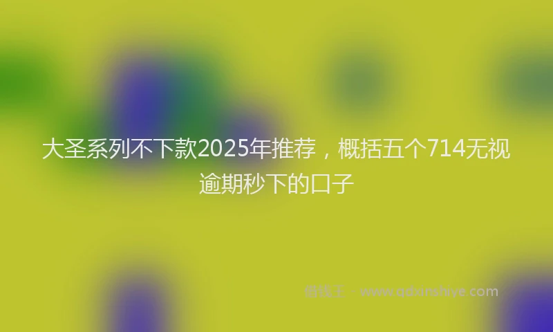 大圣系列不下款2025年推荐，概括五个714无视逾期秒下的口子