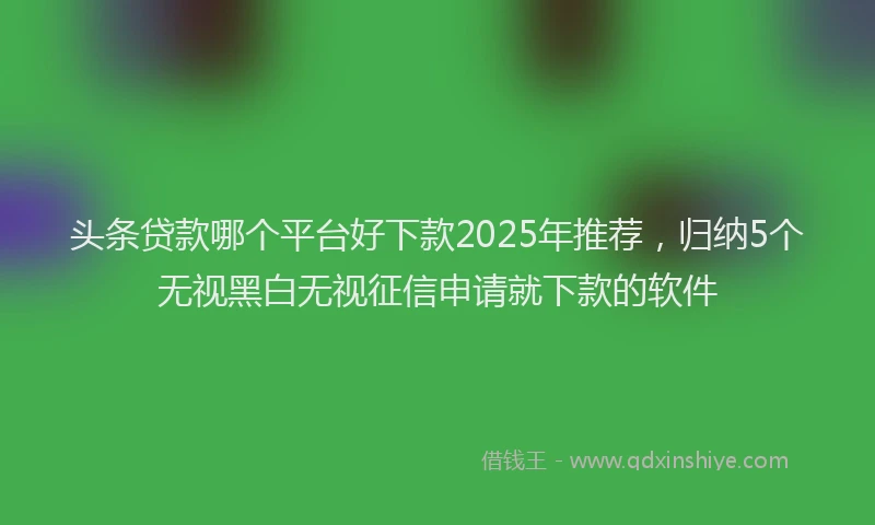 头条贷款哪个平台好下款2025年推荐，归纳5个无视黑白无视征信申请就下款的软件