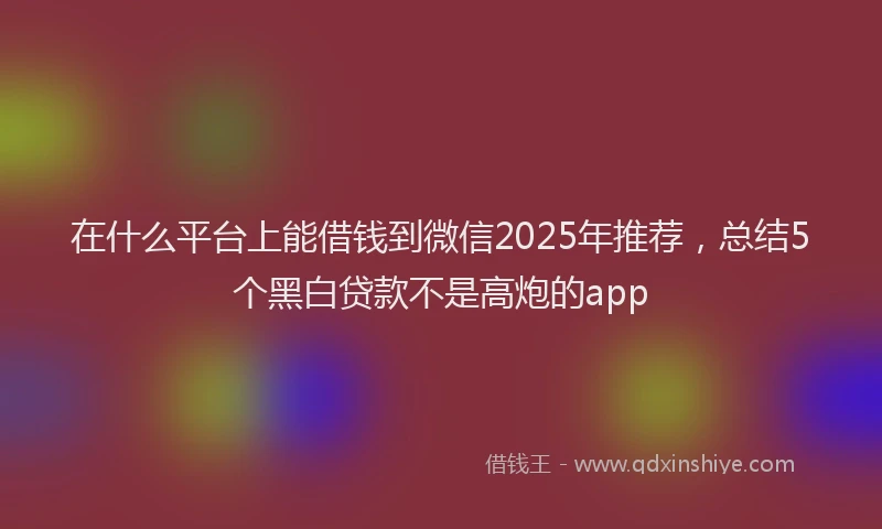 在什么平台上能借钱到微信2025年推荐，总结5个黑白贷款不是高炮的app