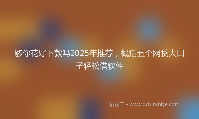 够你花好下款吗2025年推荐，概括五个网贷大口子轻松借软件