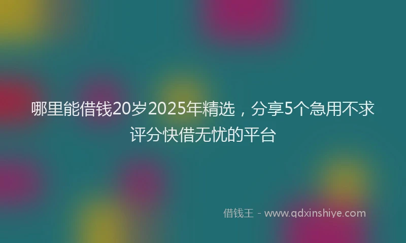哪里能借钱20岁2025年精选，分享5个急用不求评分快借无忧的平台