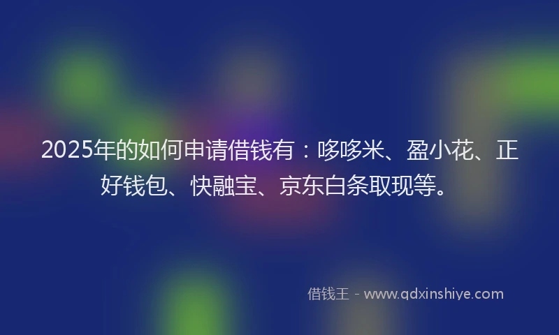 2025年的如何申请借钱有：哆哆米、盈小花、正好钱包、快融宝、京东白条取现等。