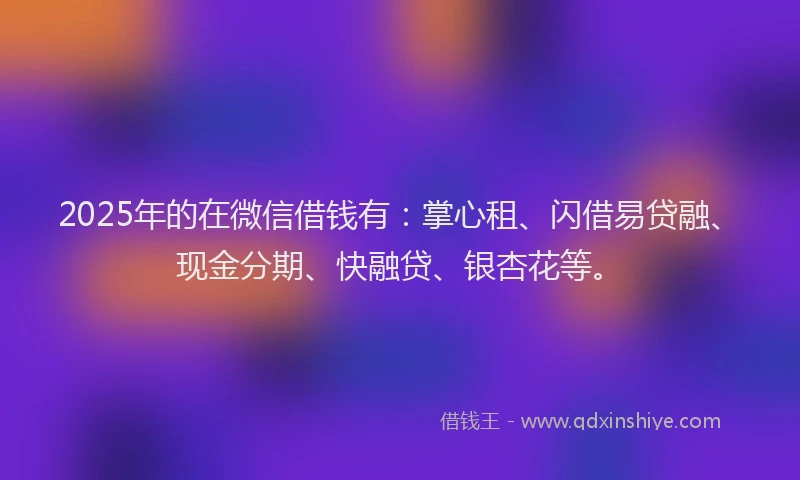 2025年的在微信借钱有：掌心租、闪借易贷融、现金分期、快融贷、银杏花等。