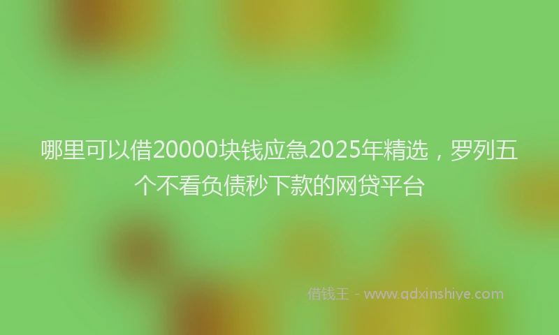 哪里可以借20000块钱应急2025年精选，罗列五个不看负债秒下款的网贷平台