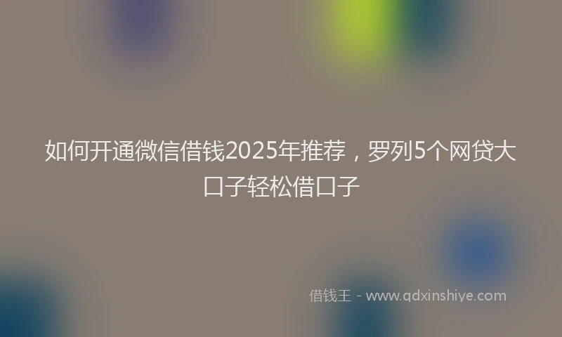 如何开通微信借钱2025年推荐，罗列5个网贷大口子轻松借口子