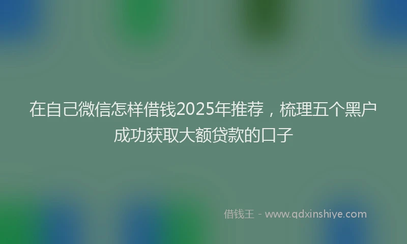 在自己微信怎样借钱2025年推荐，梳理五个黑户成功获取大额贷款的口子