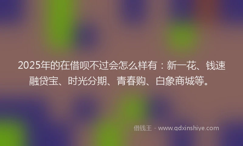 2025年的在借呗不过会怎么样有：新一花、钱速融贷宝、时光分期、青春购、白象商城等。