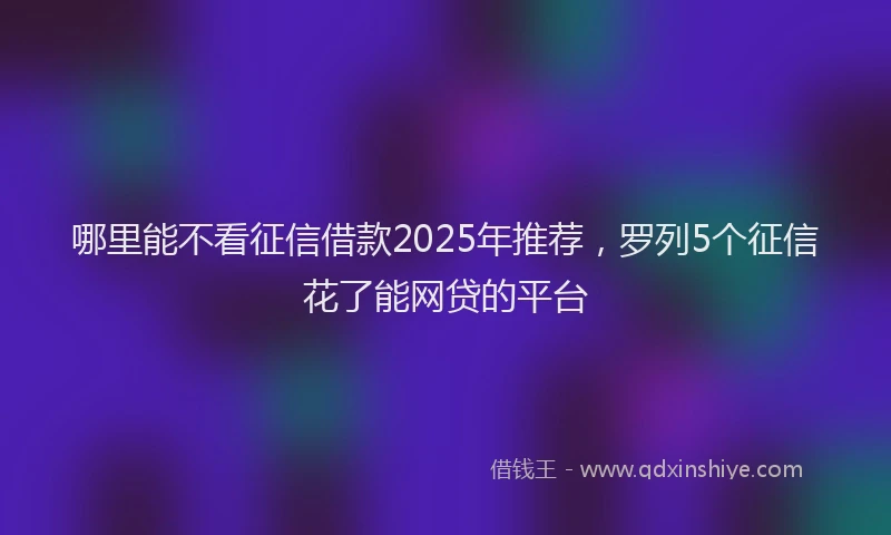 哪里能不看征信借款2025年推荐，罗列5个征信花了能网贷的平台