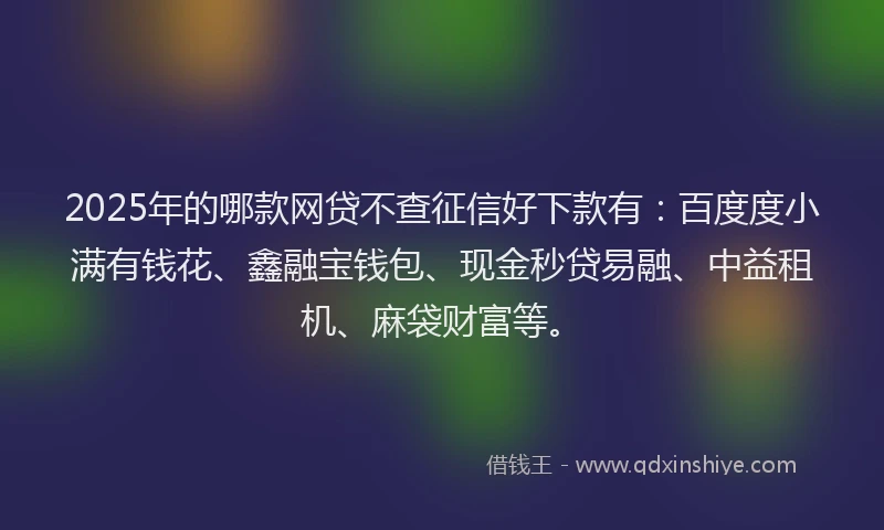 2025年的哪款网贷不查征信好下款有：百度度小满有钱花、鑫融宝钱包、现金秒贷易融、中益租机、麻袋财富等。